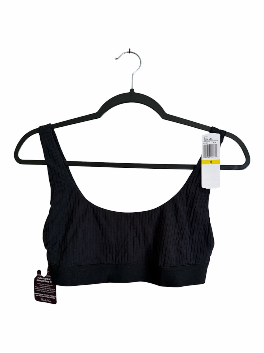 Felina Black Ribbed Scoop Bralette